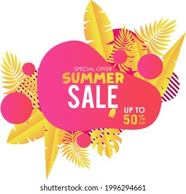Summer sale up to 50 percent. summer special offers. vector illustration