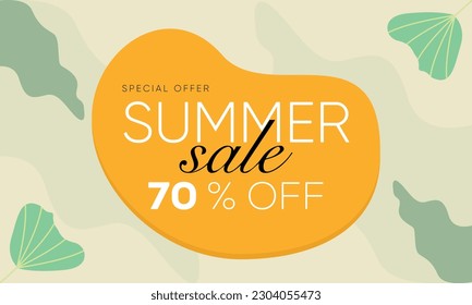 summer sale 70% off vector design, summer sale poster template, summer sale trendy design