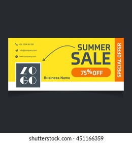 Summer sale 70% Off yellow background web banner template