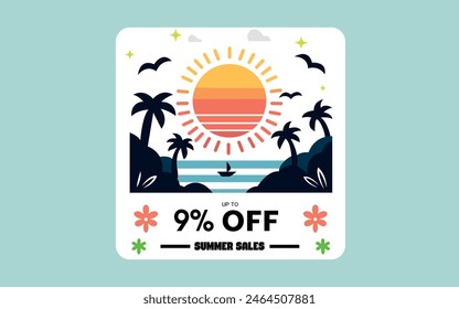 summer sale 9 percent off badge emblem icon