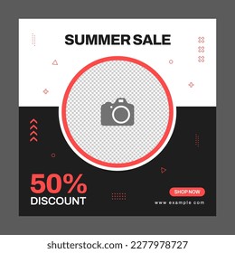 Summer sale abstract square template. Suitable for social media posts, mobile apps, banners design and web ads. Vector fashion background.