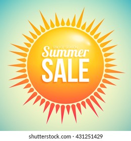 Summer sale with abstract sun.