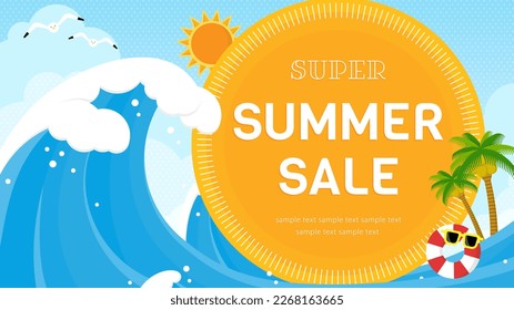 "summer sale" ad template of tropical sea view