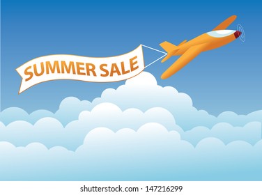 Summer sale airplane banner. EPS 10 vector, grouped for easy editing No open shapes or paths.