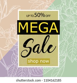 Summer sale background banner with beautiful flower. Vector illustration.