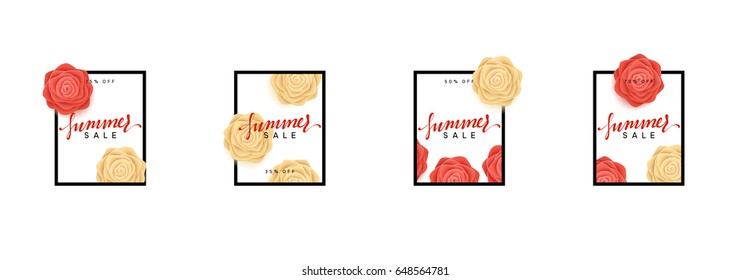 Summer sale background. Banner and poster design, cover card template. Flyer and brochure cover. vector illustration