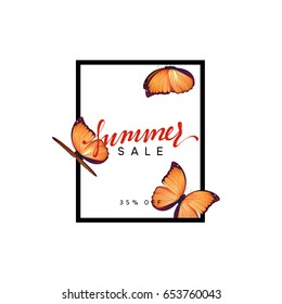 Summer sale background. Banner and poster design, cover card template. Flyer and brochure cover. vector illustration