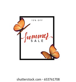 Summer sale background. Banner and poster design, cover card template. Flyer and brochure cover. vector illustration