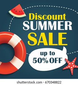 Summer sale background banner template. Voucher discount promotion.