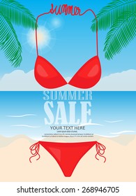 summer sale background, beach concept can be use for advertising poster, Brochure and backdrop, vector illustration