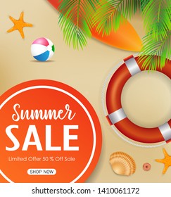 Summer sale background with beach elements