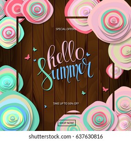 Summer sale background with beautiful colorful flower. Wallpaper. flyers, invitation, posters, brochure, voucher discount. Vector illustration template Banners