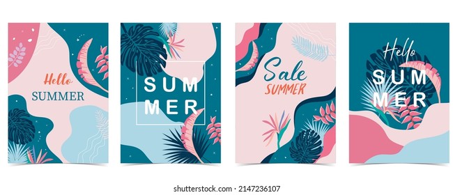 summer sale background with Bird of Paradise palm and jungle