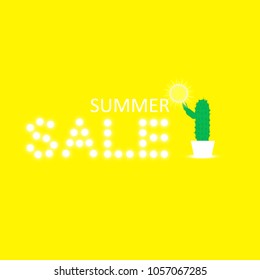 Summer sale background with cactus. Vector