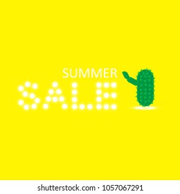 Summer sale background with cactus. Vector