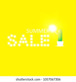 Summer sale background with cactus. Vector