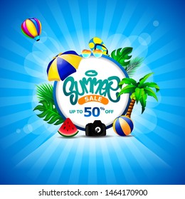 Summer Sale Background Design with Element in the Beach