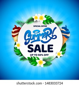 Summer Sale Background Design with Element in the Beach