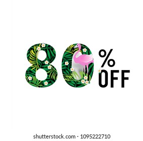 Summer Sale Background ,Eighty Percent Off Template Vector