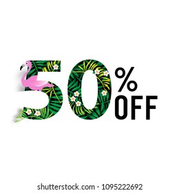 Summer Sale Background ,Fifty Percent Off Template Vector