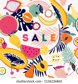 Summer sale background with fruit pattern