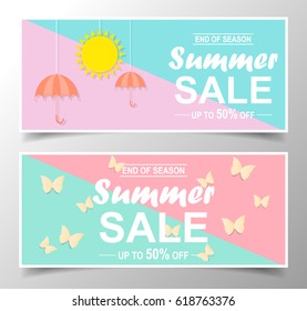 Summer sale background with glasses. Vector background for banner, poster, flyer, card, postcard, cover, brochure.