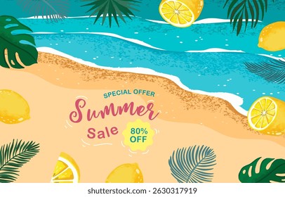 summer sale background with grain texture for horizontal design