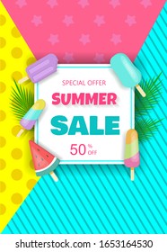 Sommerverkaufshintergrund. Hallo Sommerdesign für Hintergründe, Banner, Plakate, Werbekampagnen, Cover, Partyeinladungen. Vektorillustration Hintergrund