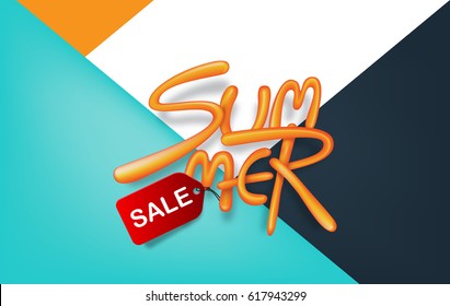Summer sale background layout with balloon font design 