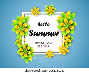 Summer sale background layout for banners. voucher discount. Vector design for shop poster, leaflet or web banner. Eps 10