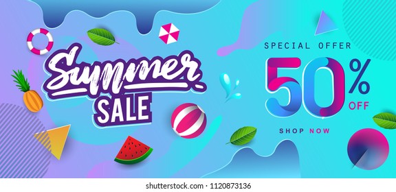 Summer sale background layout for banners, invitation, posters, brochure, voucher discount.Vector illustration template.