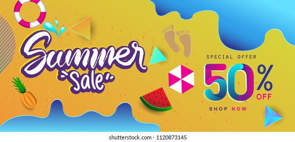 Summer sale background layout for banners, invitation, posters, brochure, voucher discount.Vector illustration template.