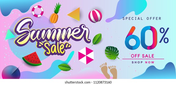 Summer sale background layout for banners, invitation, posters, brochure, voucher discount.Vector illustration template.