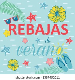 Summer sale background layout for banners, Wallpaper, flyers, invitation, posters, brochure, voucher discount. Rebajas de verano. 
