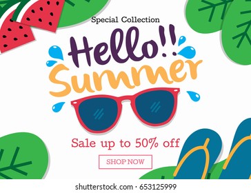 Summer sale background layout banners template. Discount voucher Vector illustration design.