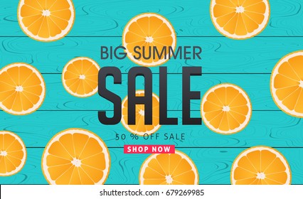 Summer sale background layout banners decorate with orange.voucher discount.Vector illustration template.