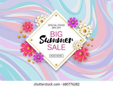Summer sale background layout for banners, Wallpaper, flyers, invitation, posters, brochure, voucher discount. Vector illustration template. Marble backdrop