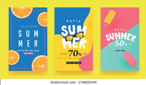 Summer sale background layout banners.Poster discount design.Vector illustration template.