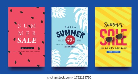 Summer sale background layout banners.voucher discount.Vector illustration template.