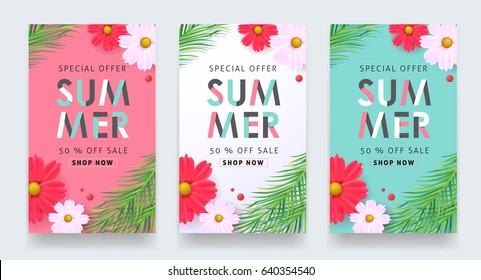 Summer sale background layout banners.voucher discount.Vector illustration template.