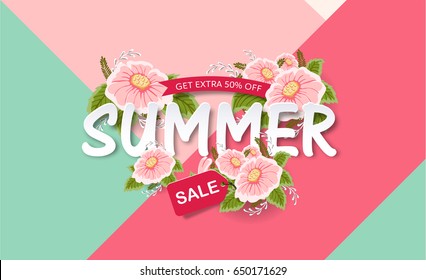 Summer sale background layout banners.voucher discount.Vector illustration template.