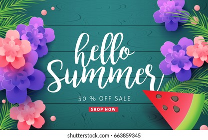 Summer sale background layout banners.voucher discount.Vector illustration template.