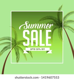 summer sale background with palm tree