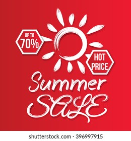 Summer Sale background poster with grunge sun up to 70%