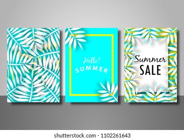 Summer sale background set vector illustration template 