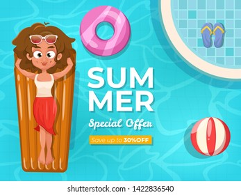 Summer sale background with swimming pool