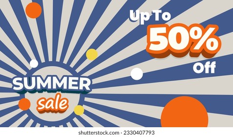Summer sale background. Template design for promotion with illustration of sunburst and bold lettering.