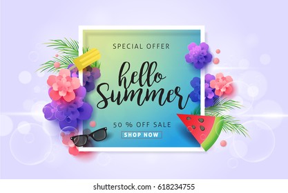 Summer sale background template.Vector illustration.