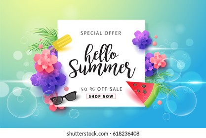 Summer sale background template.Vector illustration.