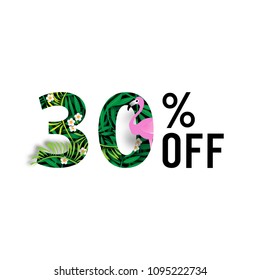 Summer Sale Background ,Thirty Percent Off Template Vector